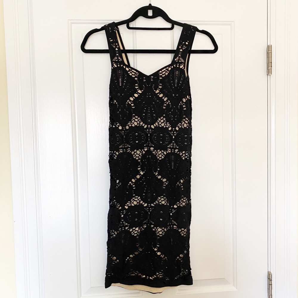 Intimately Free People Black & Beige Mini Dress